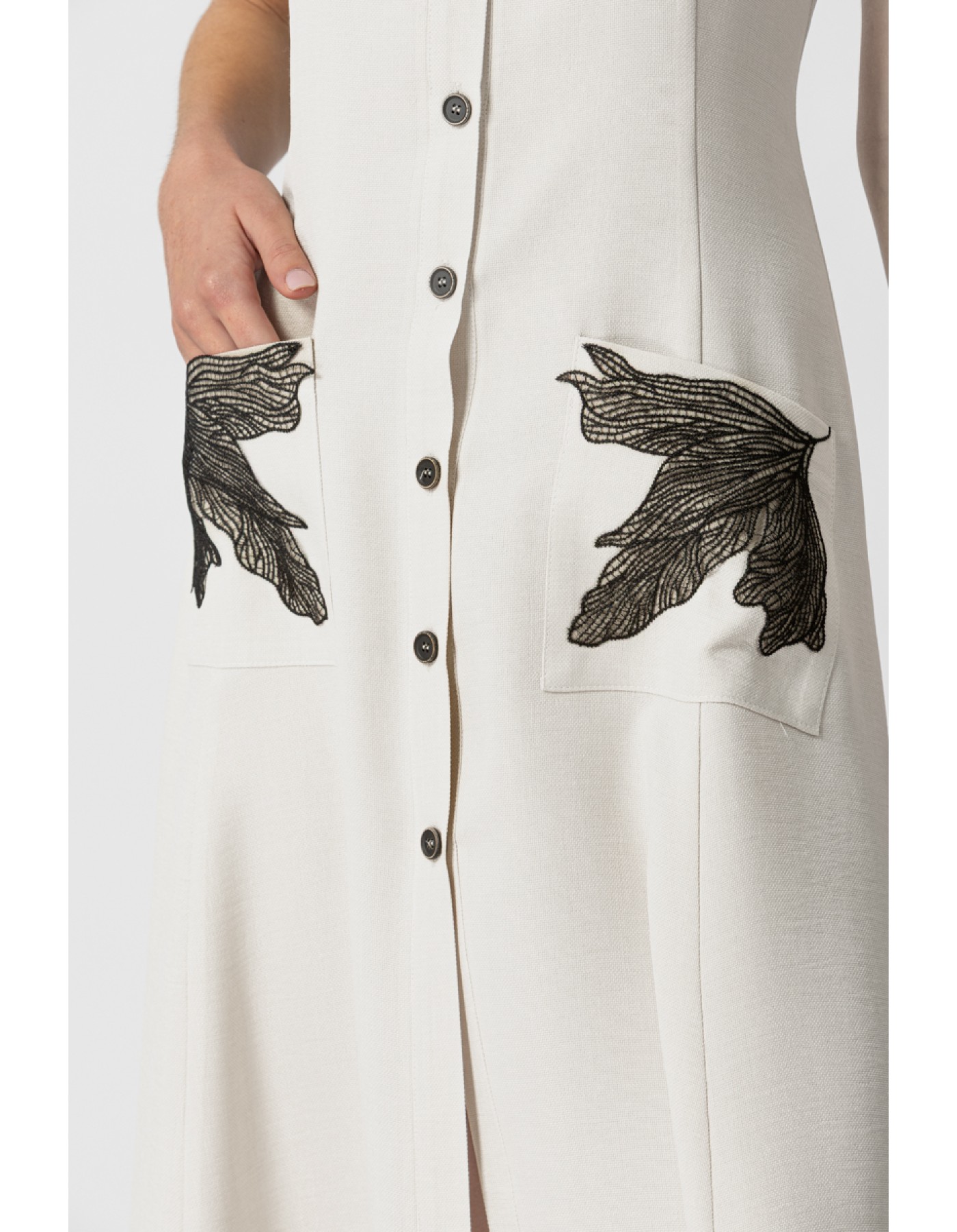 Φόρεμα linen look μοτίφ