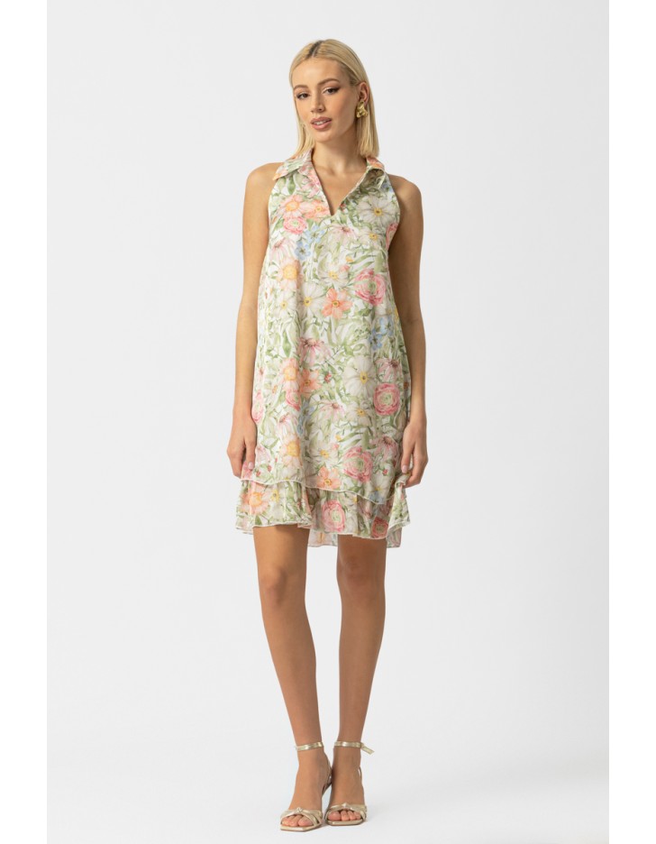 Φόρεμα αμάνικο Silky Flower