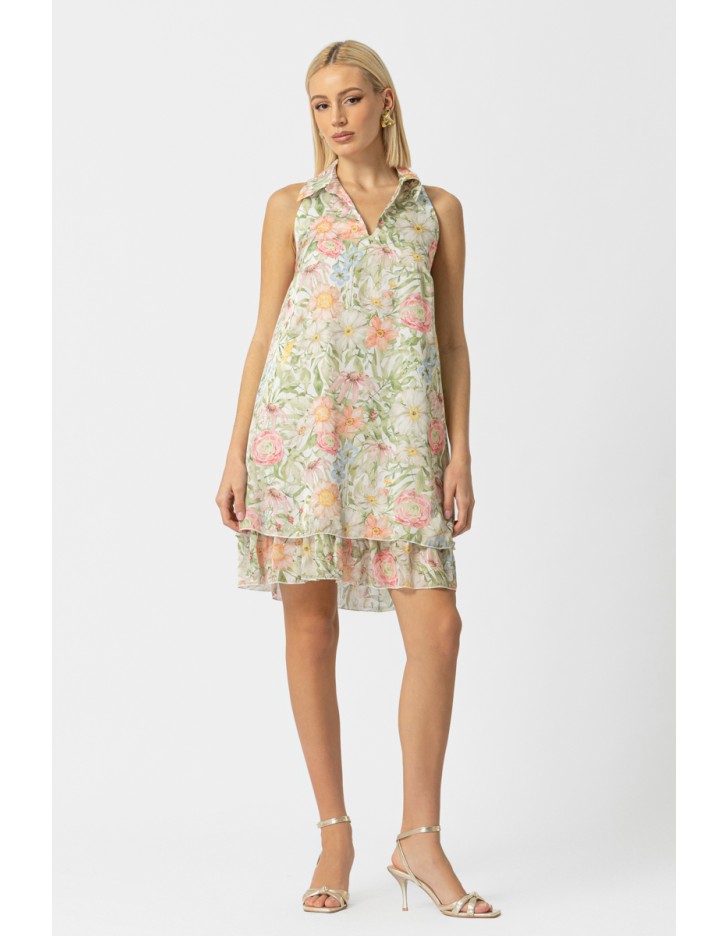 Φόρεμα αμάνικο Silky Flower