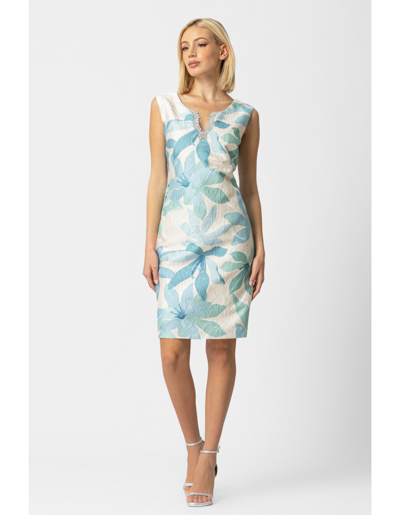 Φόρεμα αμάνικο μπροκάρ Sandy