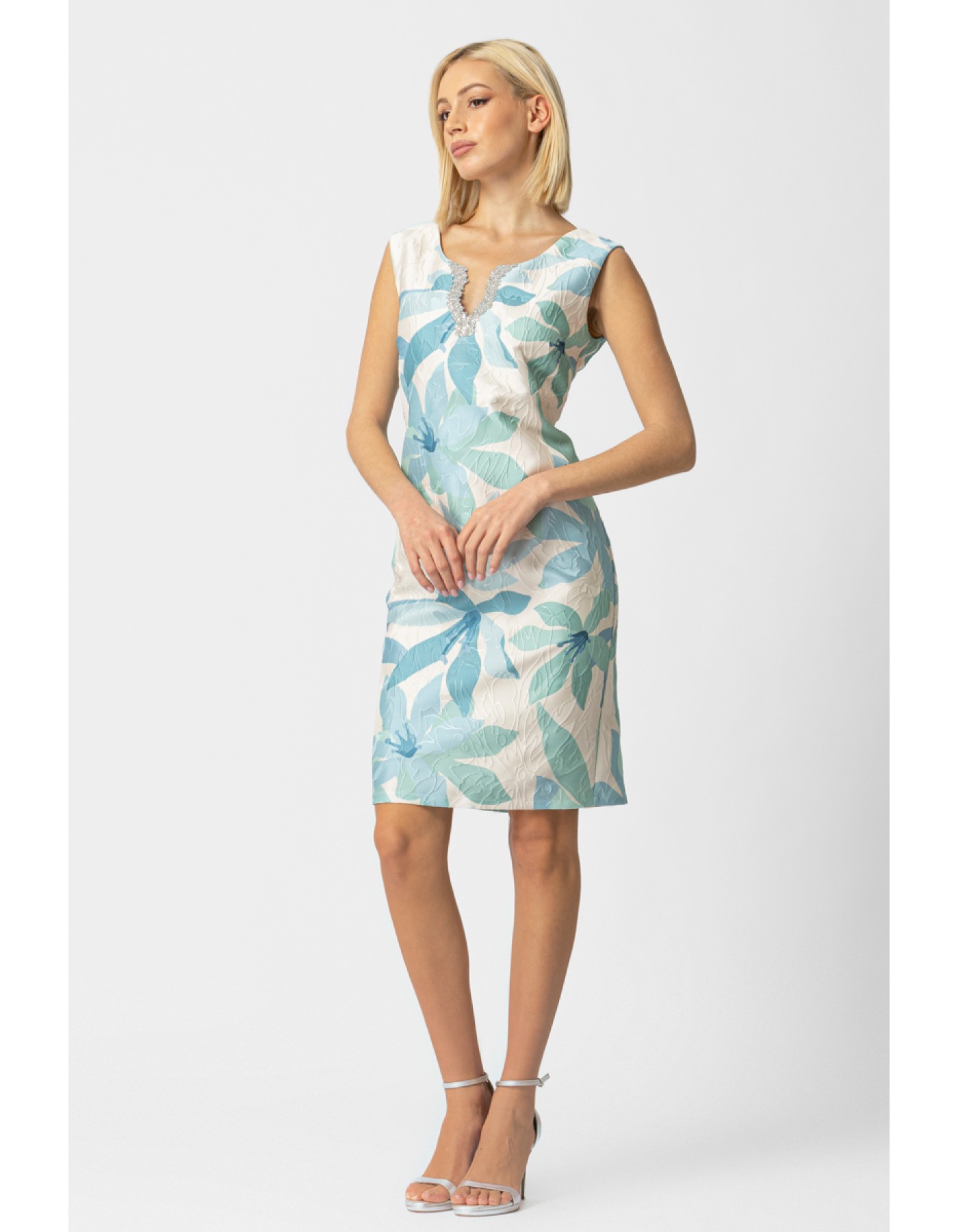 Φόρεμα αμάνικο μπροκάρ Sandy