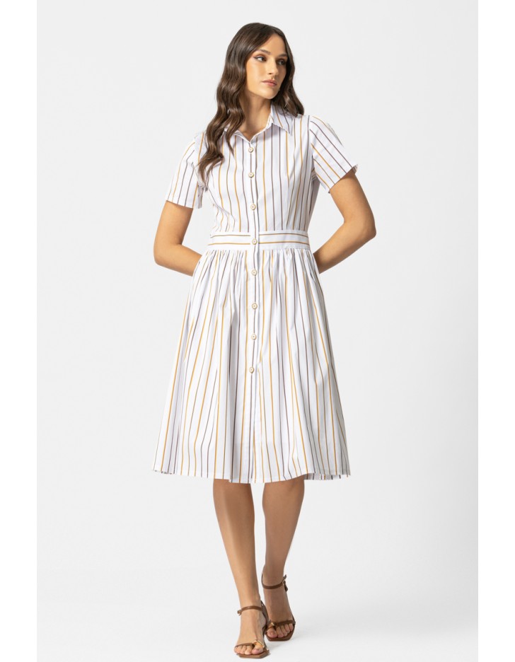 Φόρεμα γιακάς ποπλίνα ριγέ