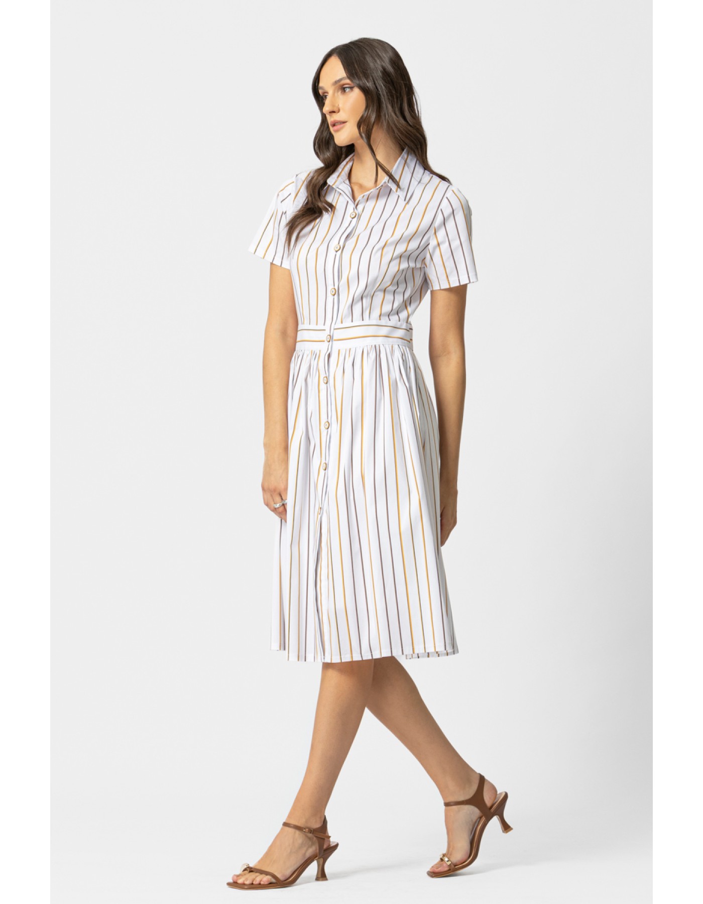 Φόρεμα γιακάς ποπλίνα ριγέ