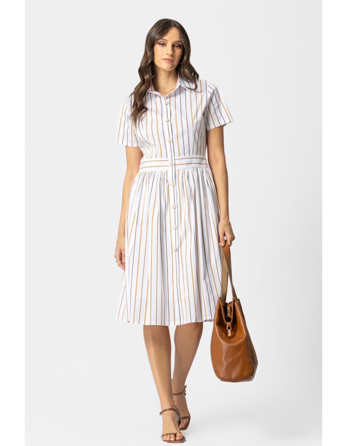 Φόρεμα γιακάς ποπλίνα ριγέ