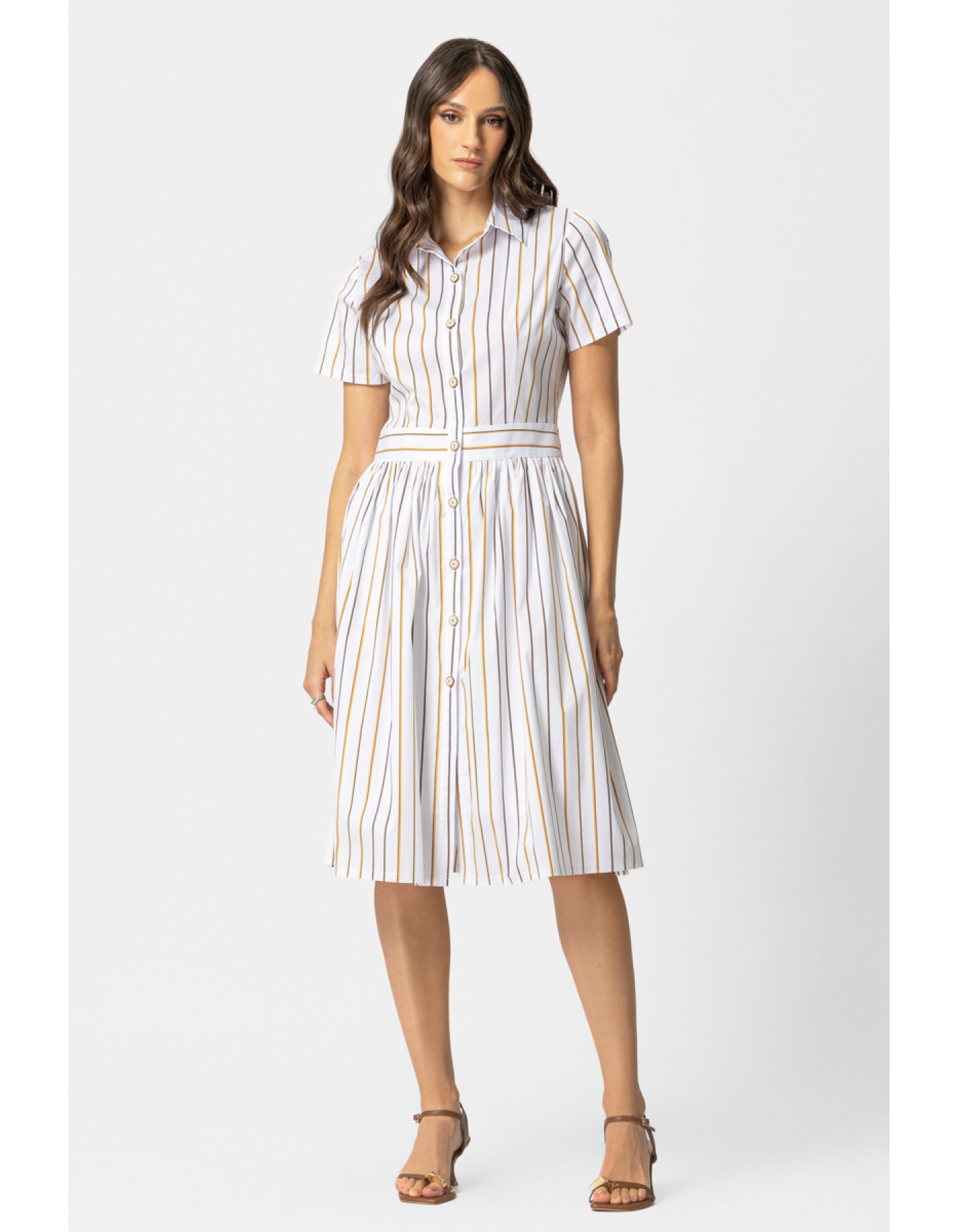 Φόρεμα γιακάς ποπλίνα ριγέ