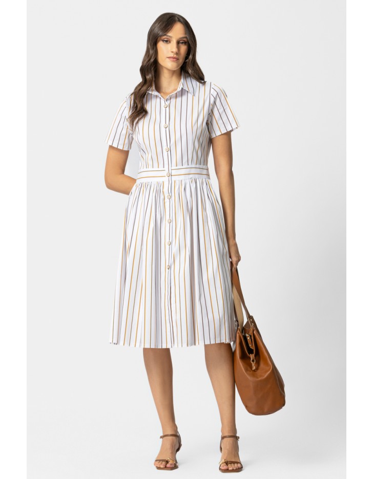 Φόρεμα γιακάς ποπλίνα ριγέ
