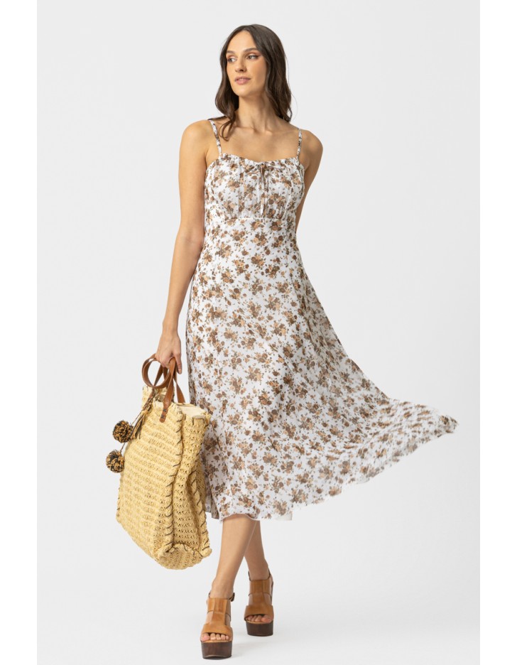 Φόρεμα διαφάνεια αμάνικο floral