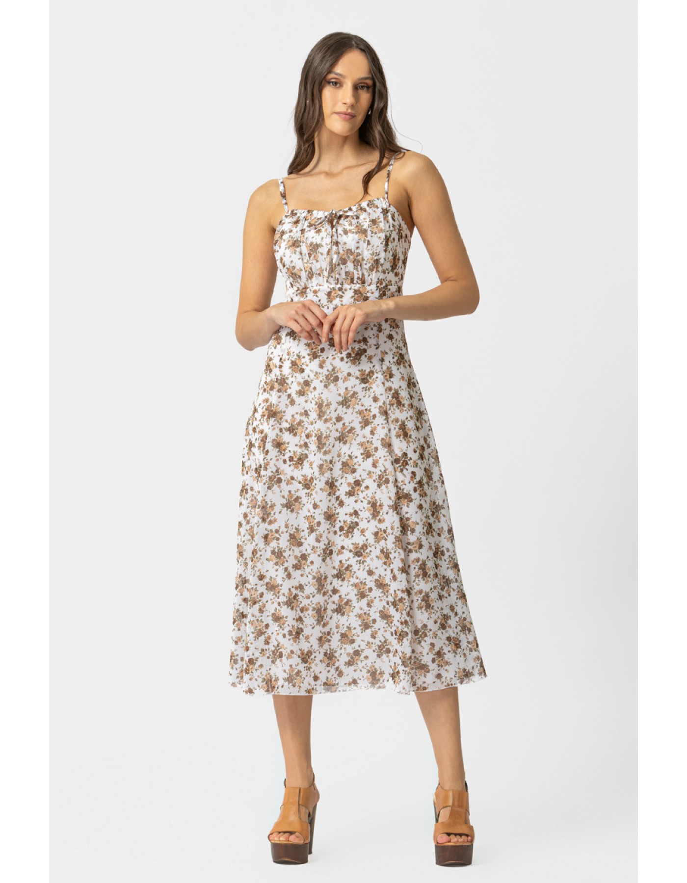 Φόρεμα διαφάνεια αμάνικο floral