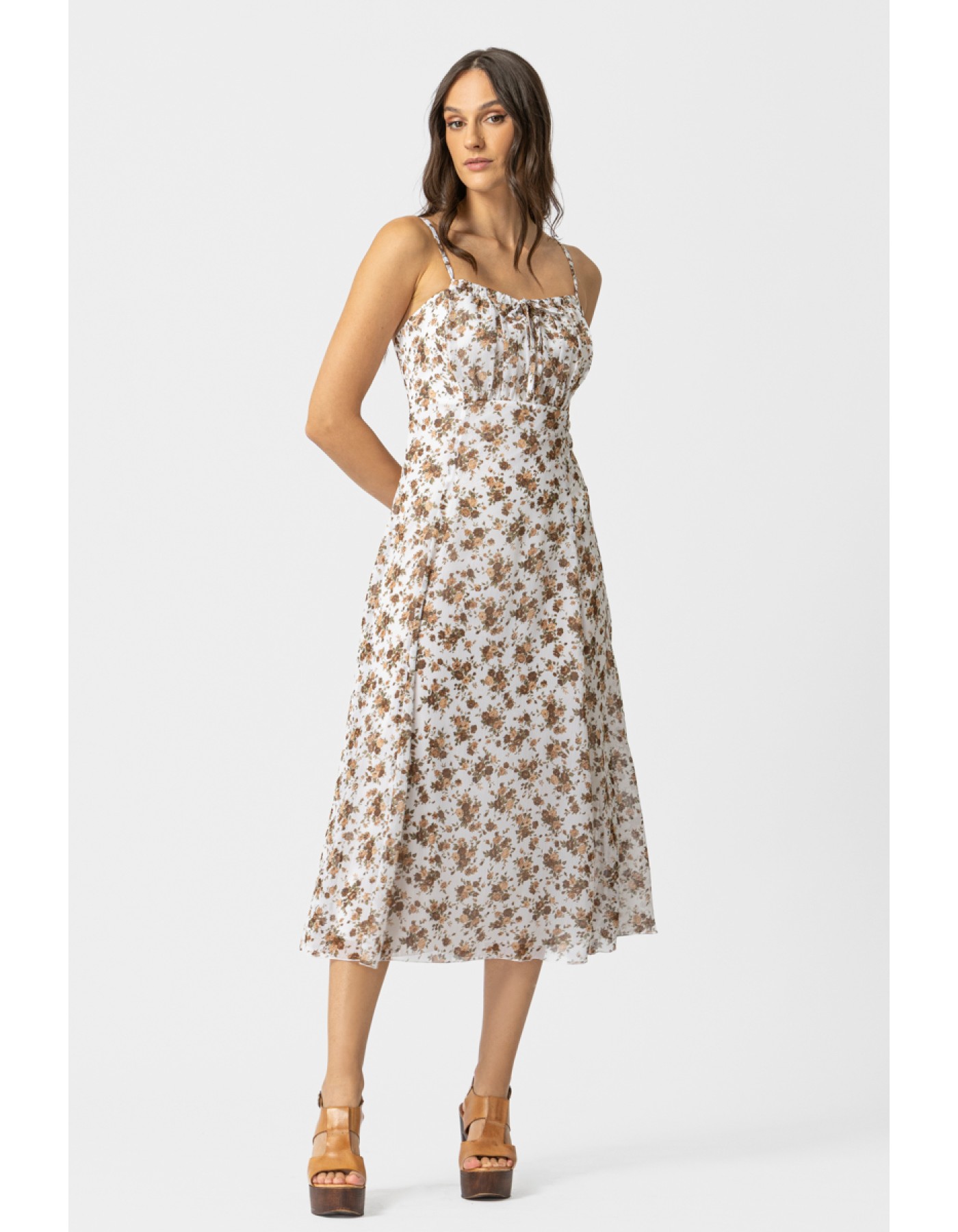 Φόρεμα διαφάνεια αμάνικο floral