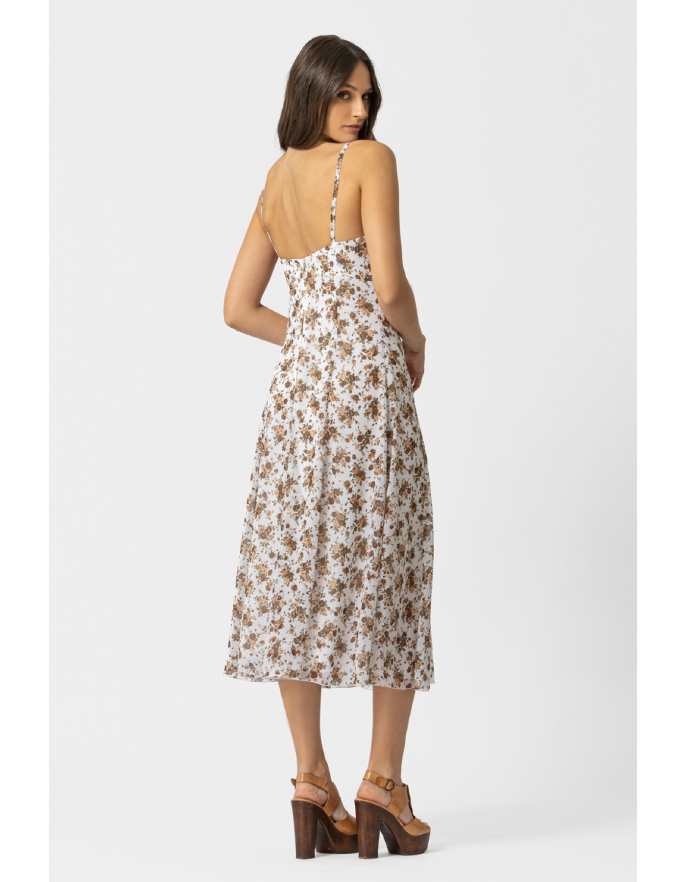 Φόρεμα διαφάνεια αμάνικο floral