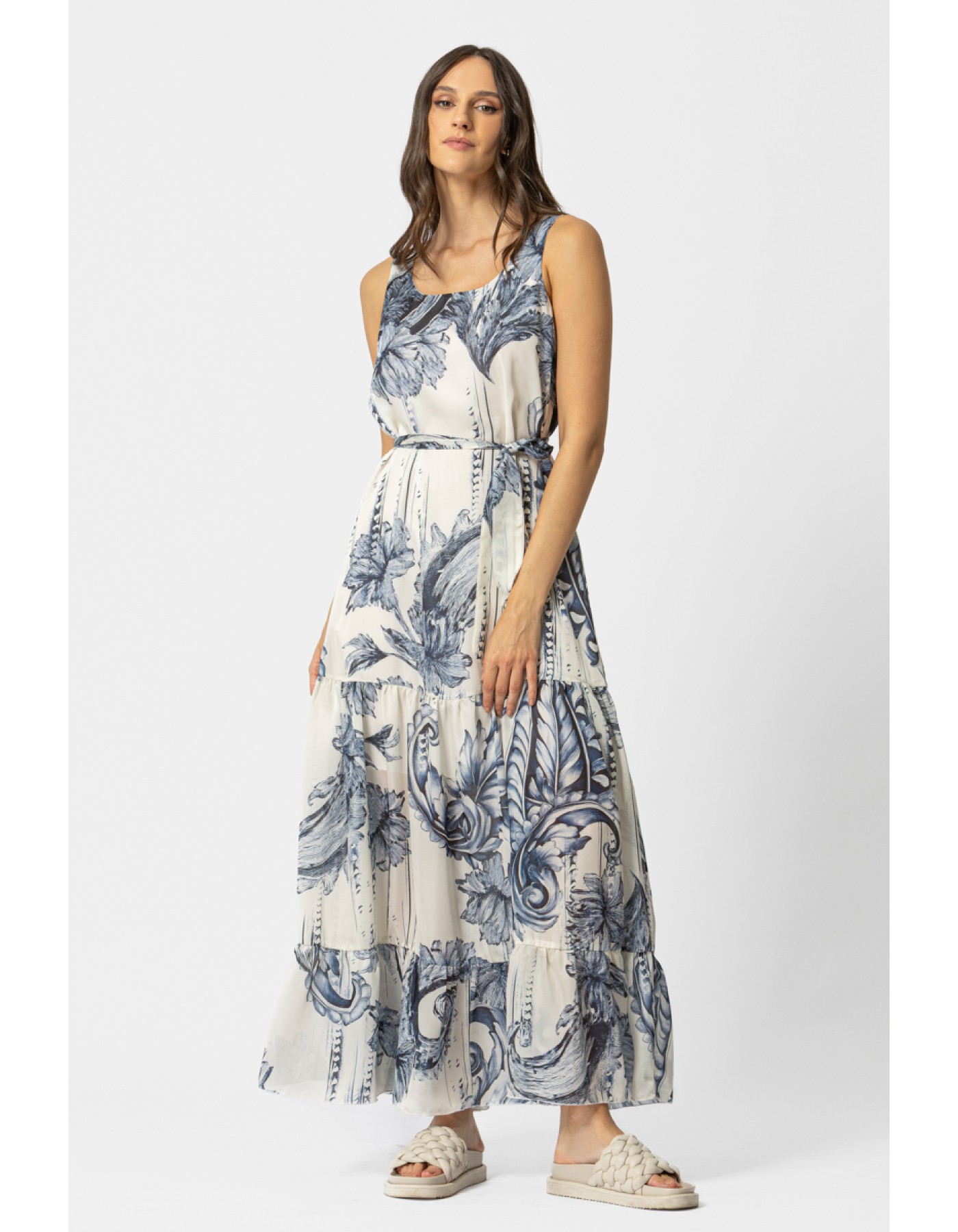 Φόρεμα αμάνικο maxi διαφάνεια Lora