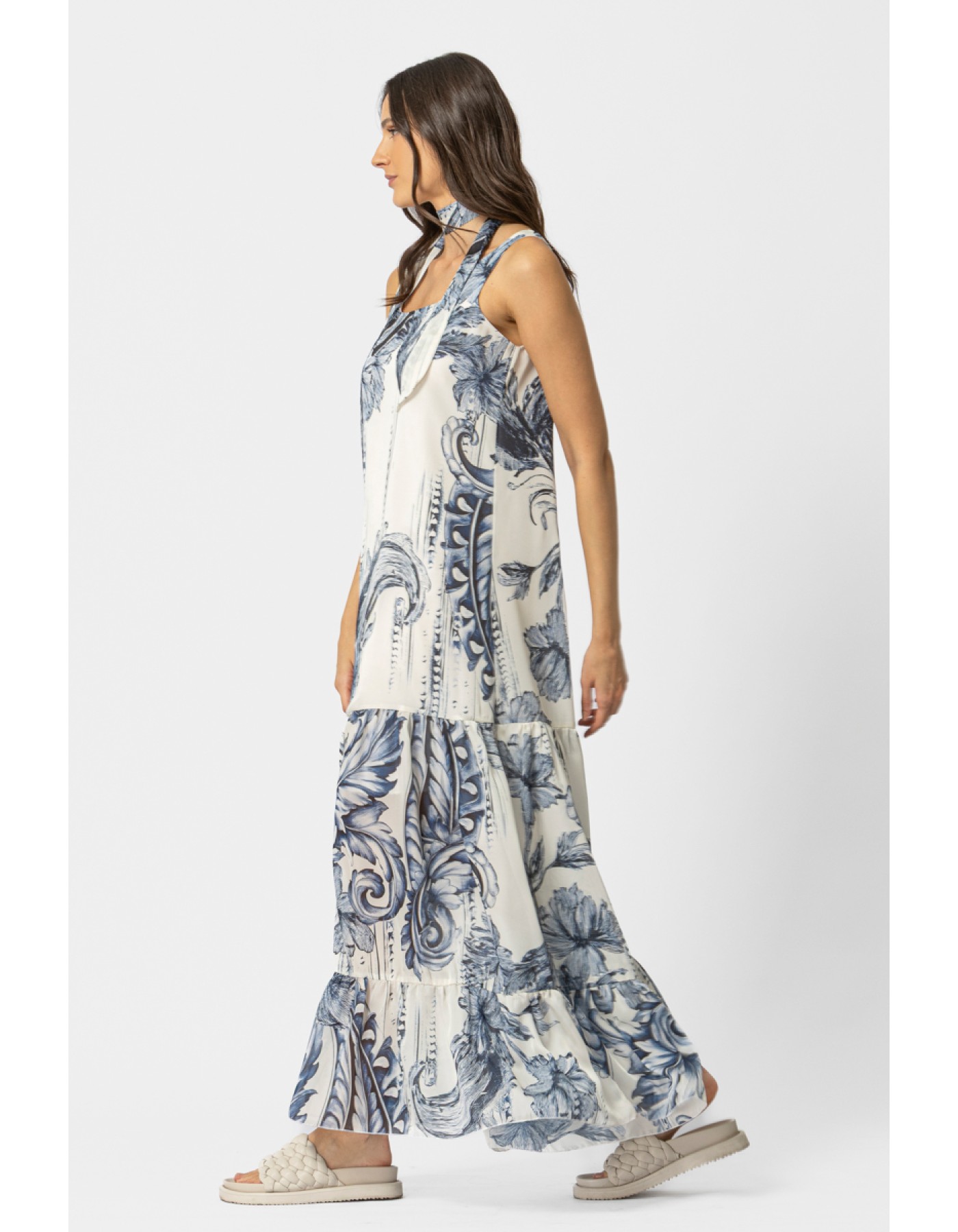 Φόρεμα αμάνικο maxi διαφάνεια Lora