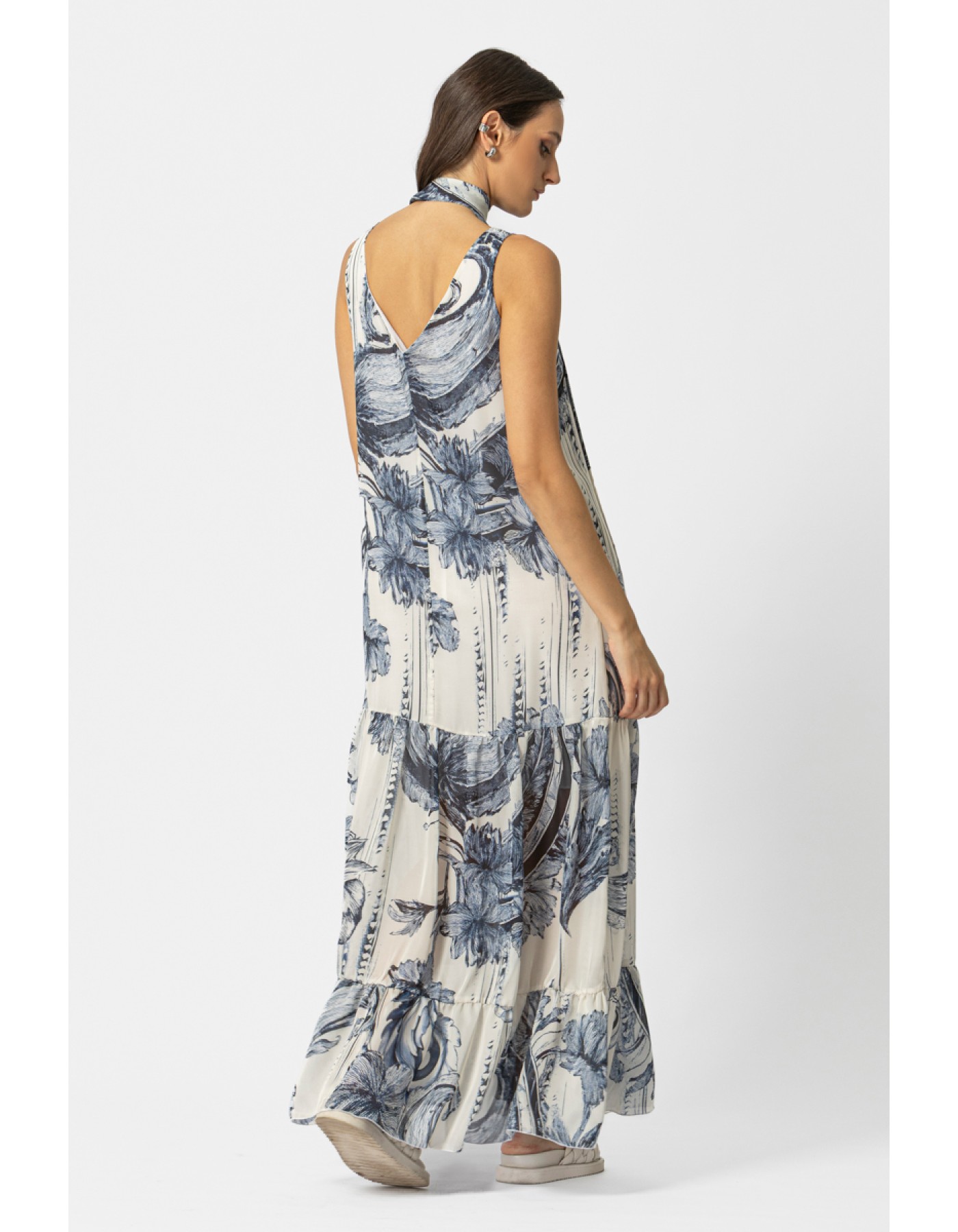 Φόρεμα αμάνικο maxi διαφάνεια Lora