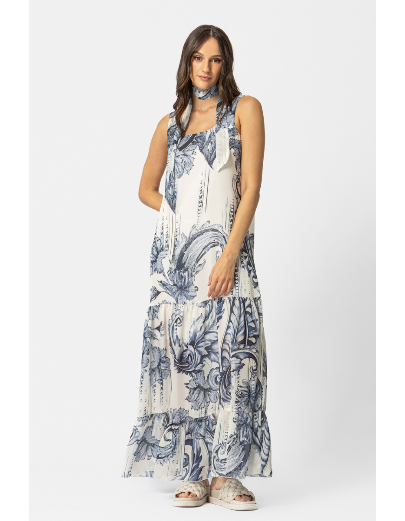 Φόρεμα αμάνικο maxi διαφάνεια Lora