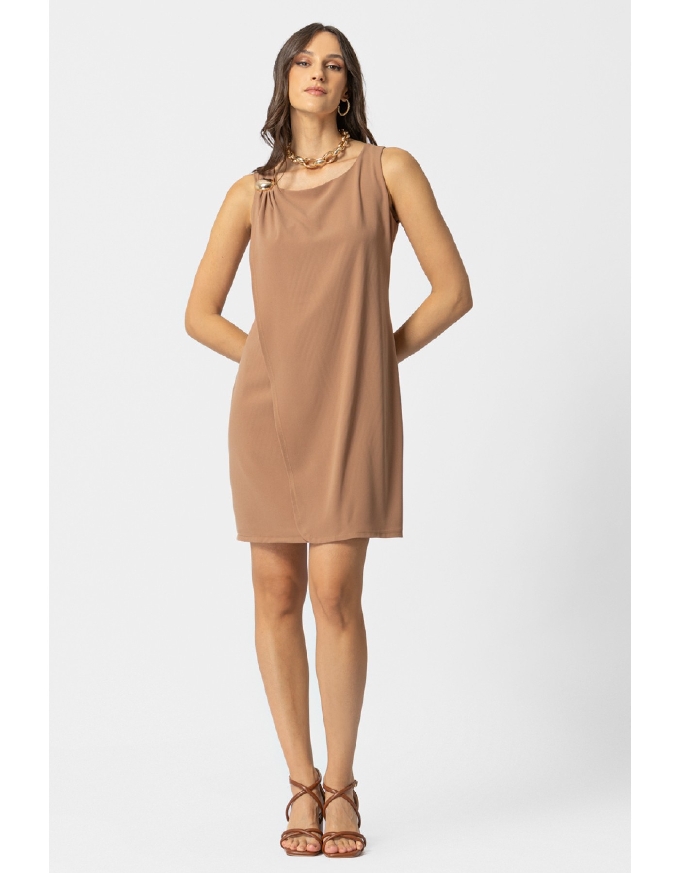 Φόρεμα αμάνικο κρεπ Attitude