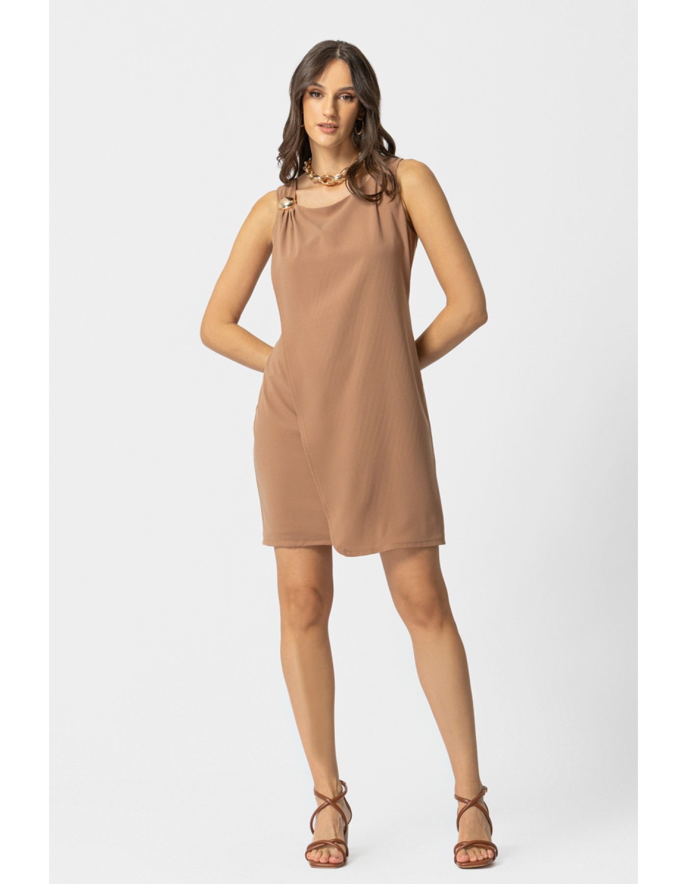 Φόρεμα αμάνικο κρεπ Attitude