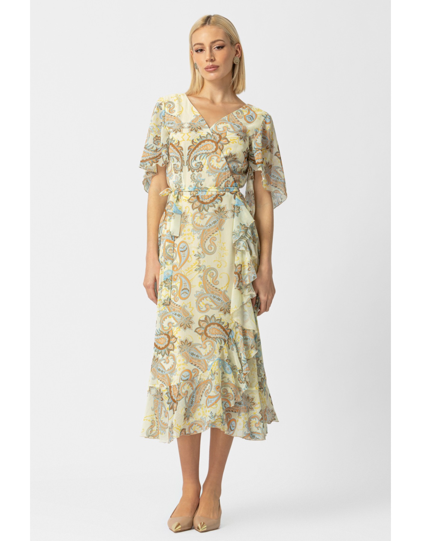 Φόρεμα διαφάνεια βολάν Demi