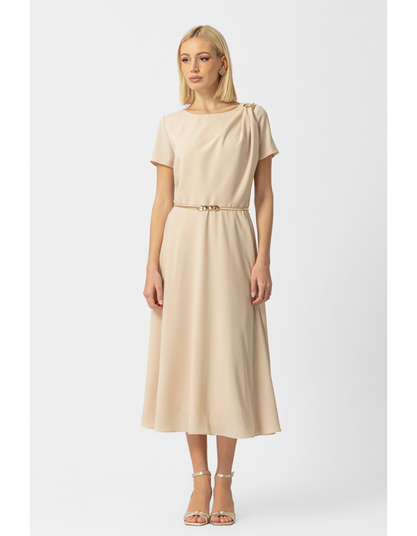 Φόρεμα κρεπ ζωνάκι Attitude