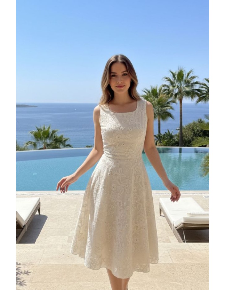 Φόρεμα κέντημα παγιέτα Natural