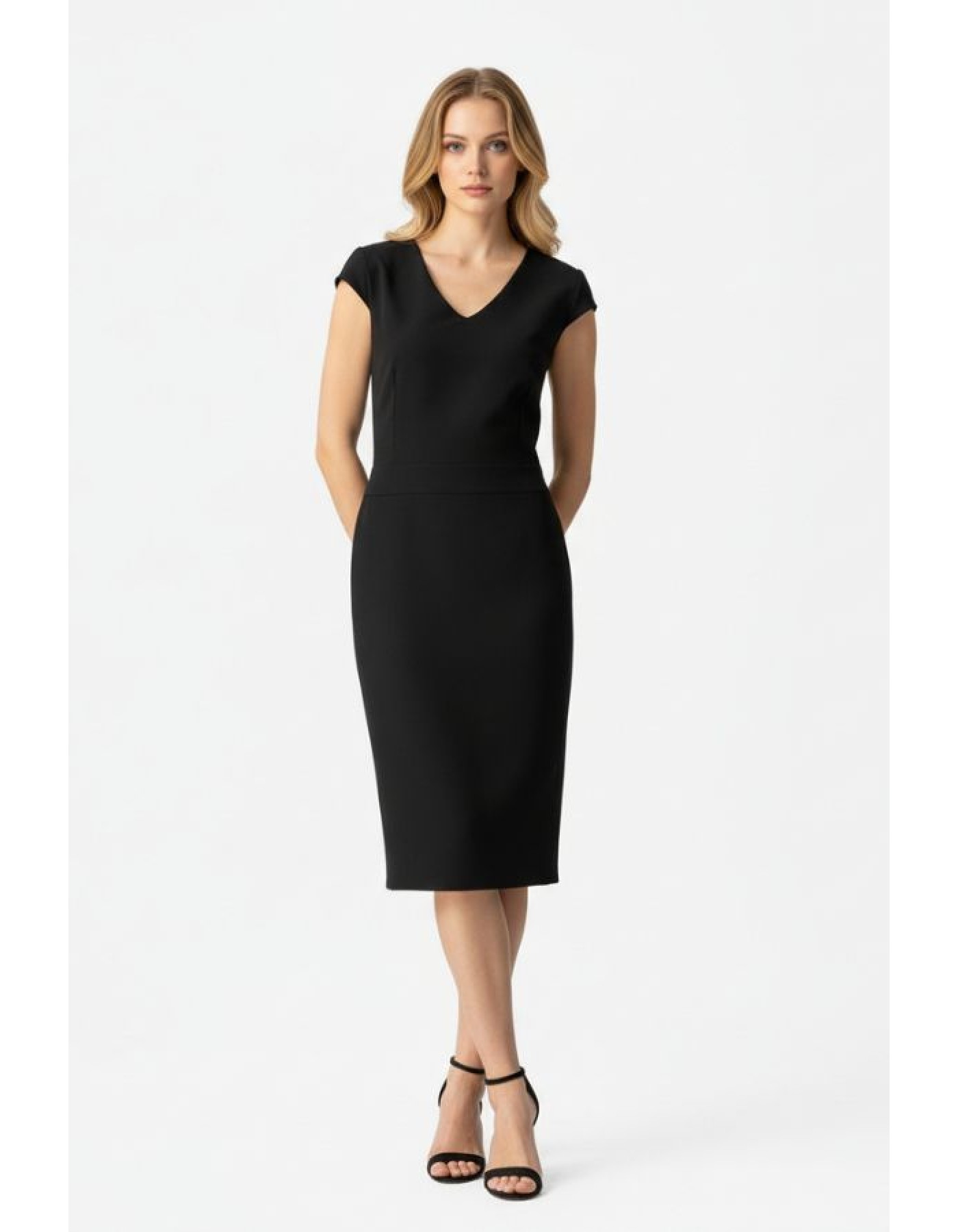 Φόρεμα κρεπ κοντομάνικο