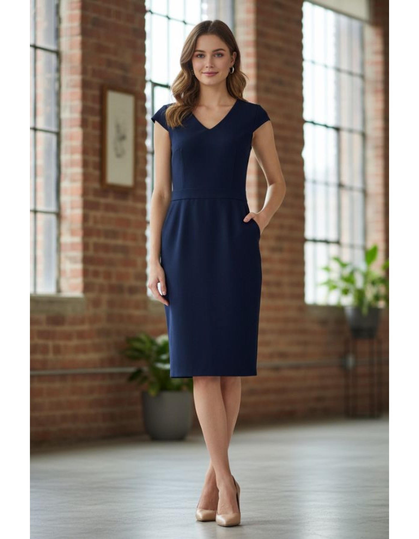 Φόρεμα κρεπ κοντομάνικο