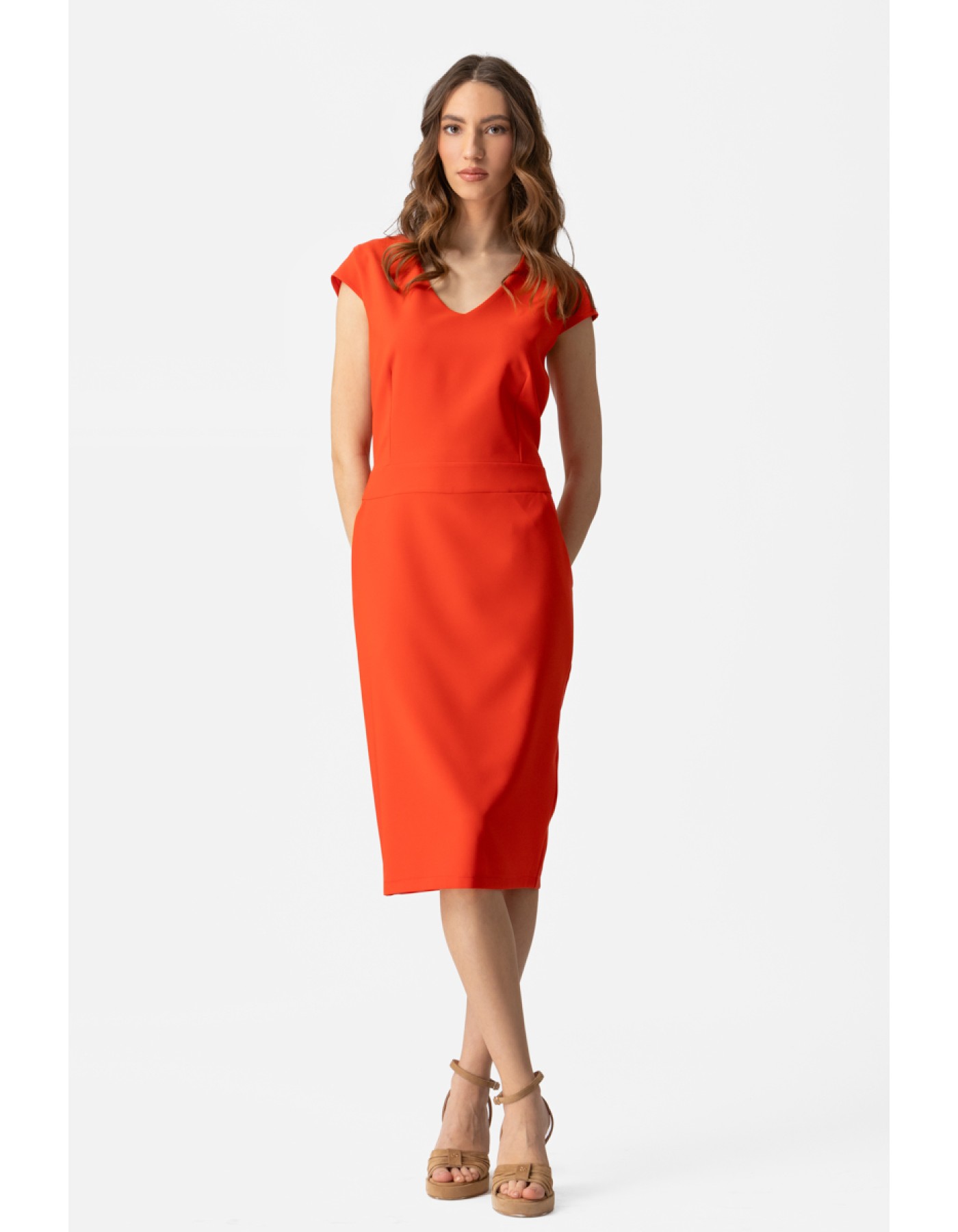 Φόρεμα κρεπ κοντομάνικο