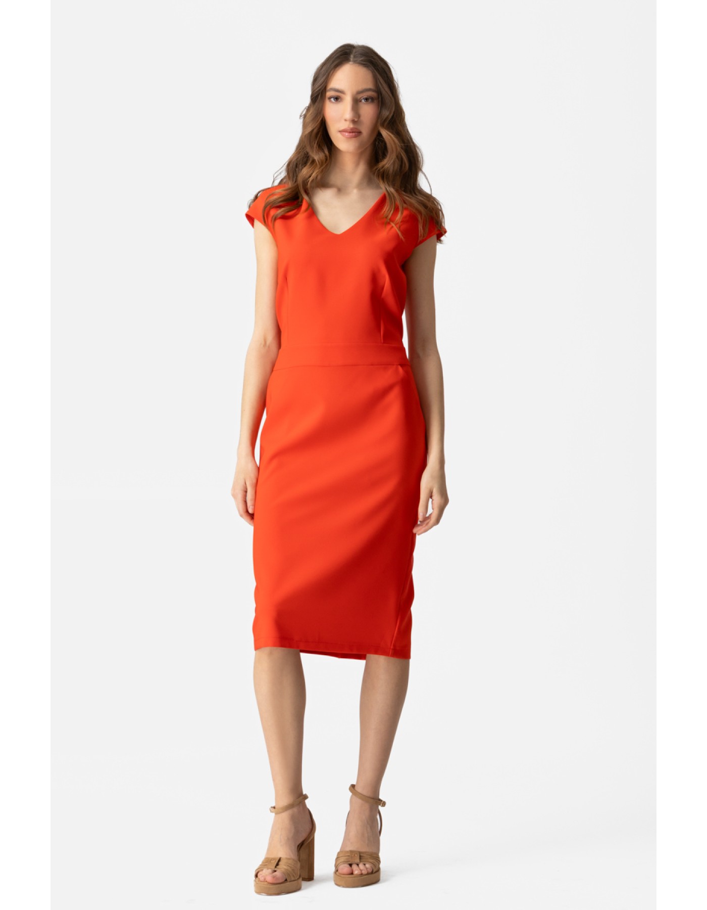 Φόρεμα κρεπ κοντομάνικο