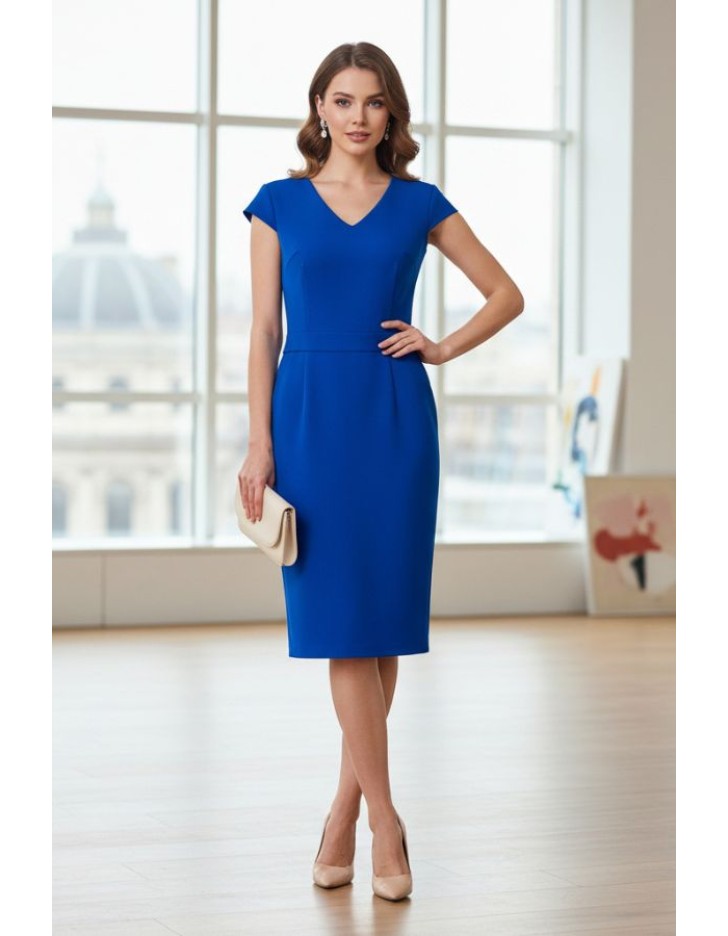 Φόρεμα κρεπ κοντομάνικο