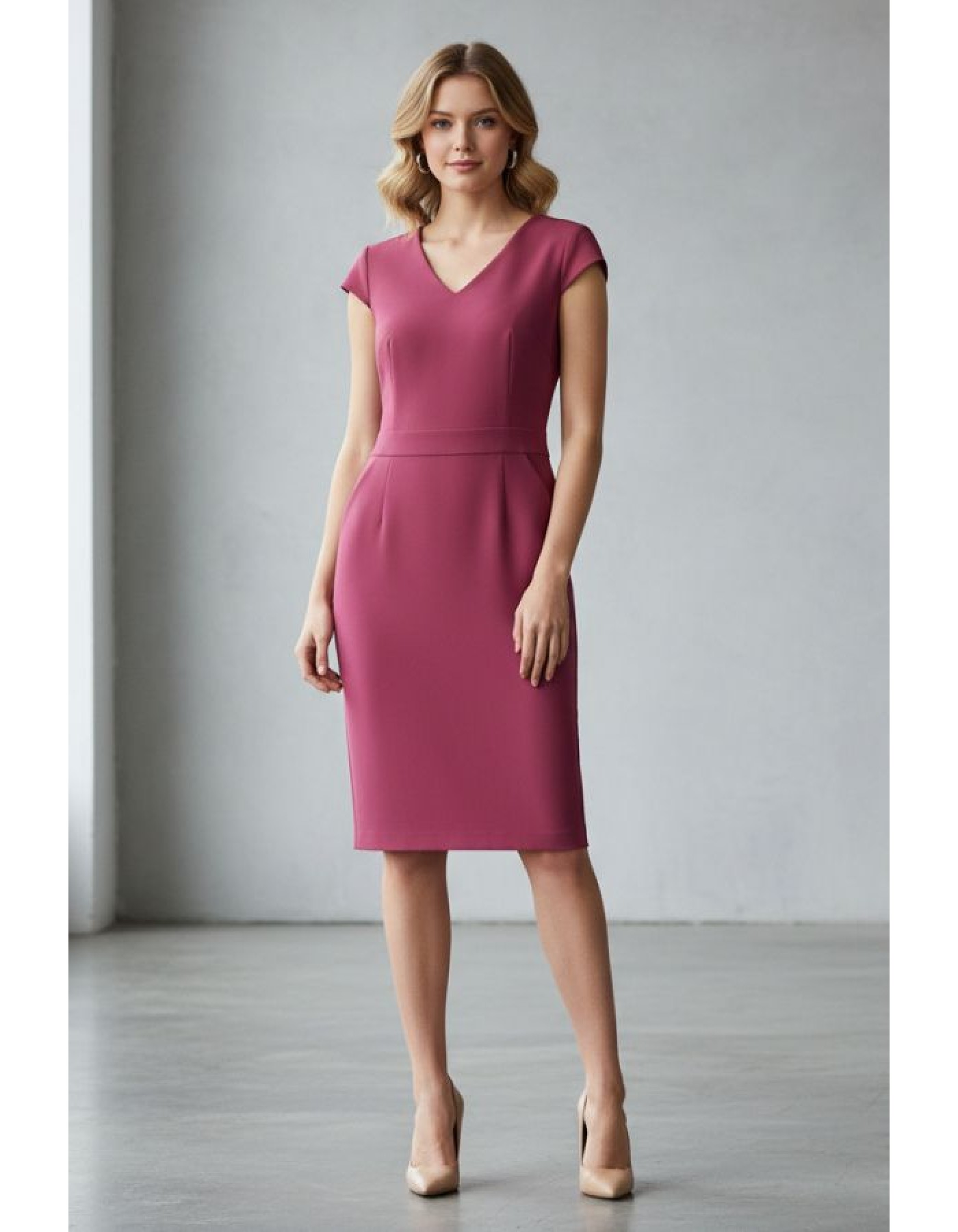 Φόρεμα κρεπ κοντομάνικο