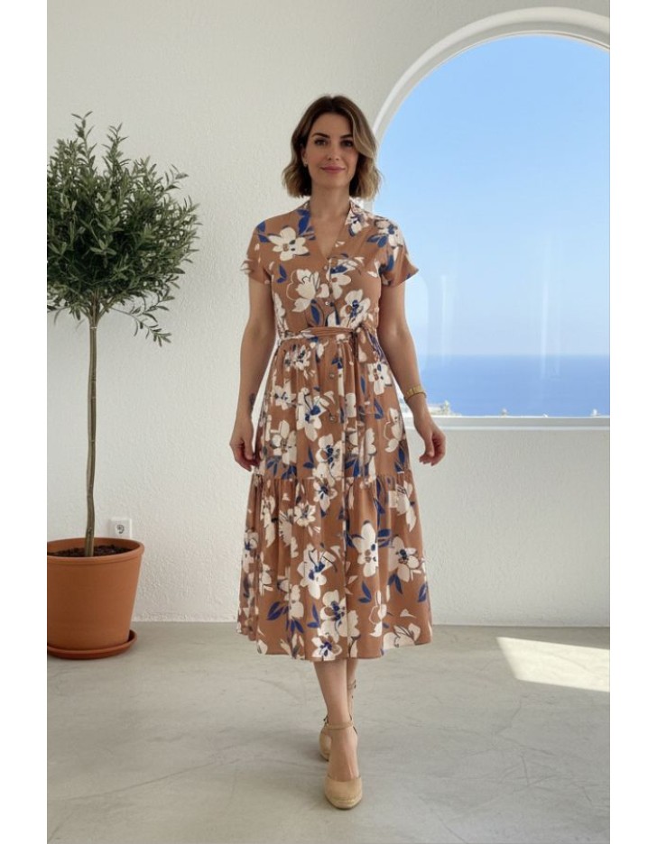 Φόρεμα εμπριμέ ζώνη Zalia