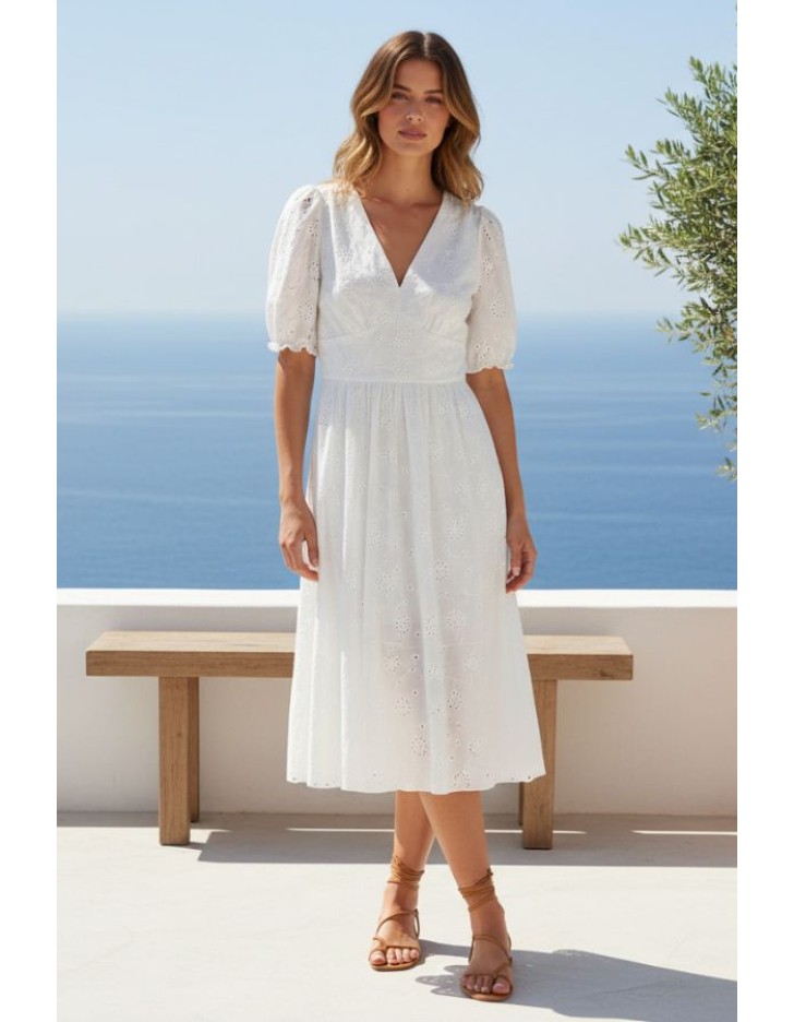 Φόρεμα broderie βαμβακερό Carla