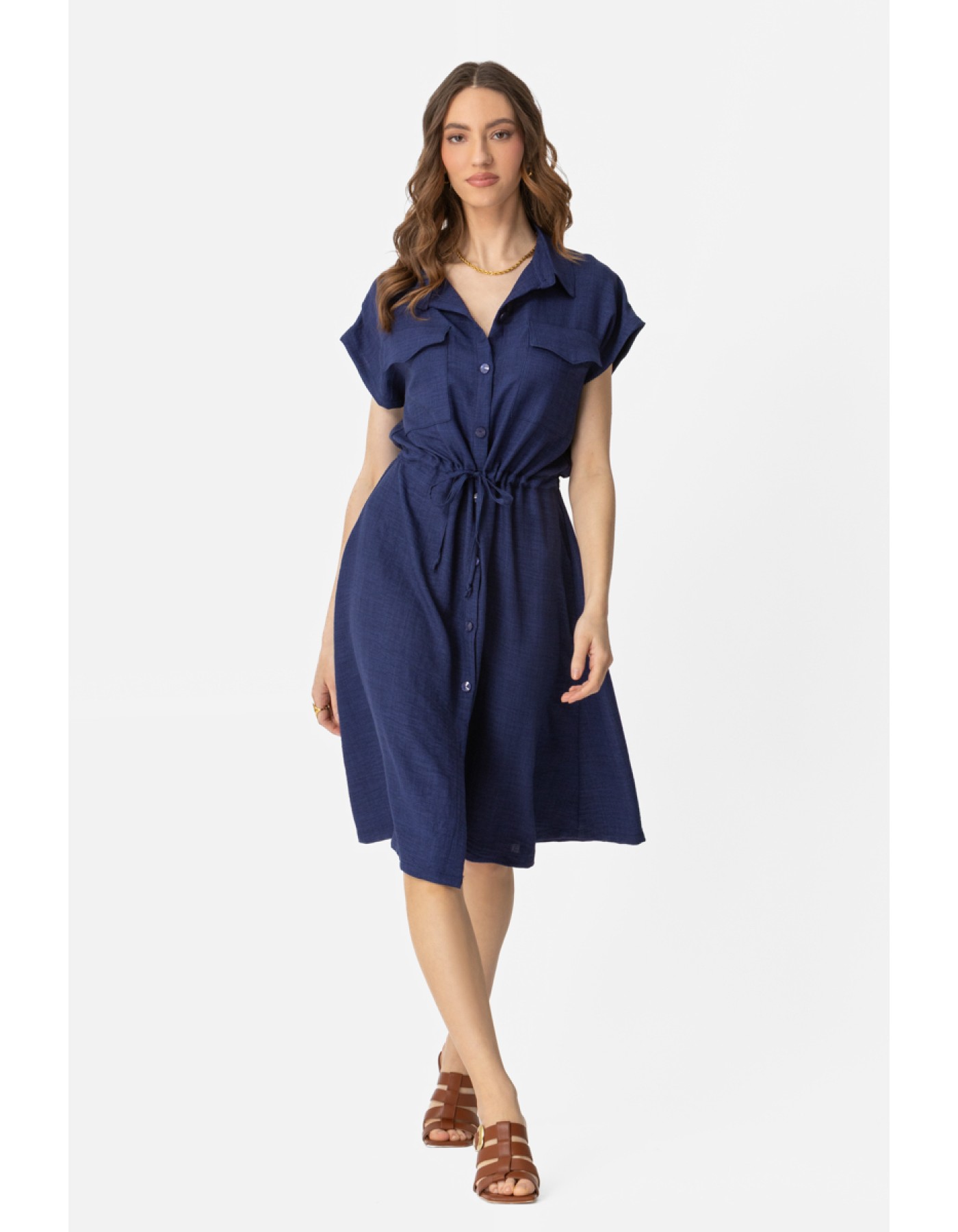 Πουκαμισοφόρεμα με τσέπες Twill