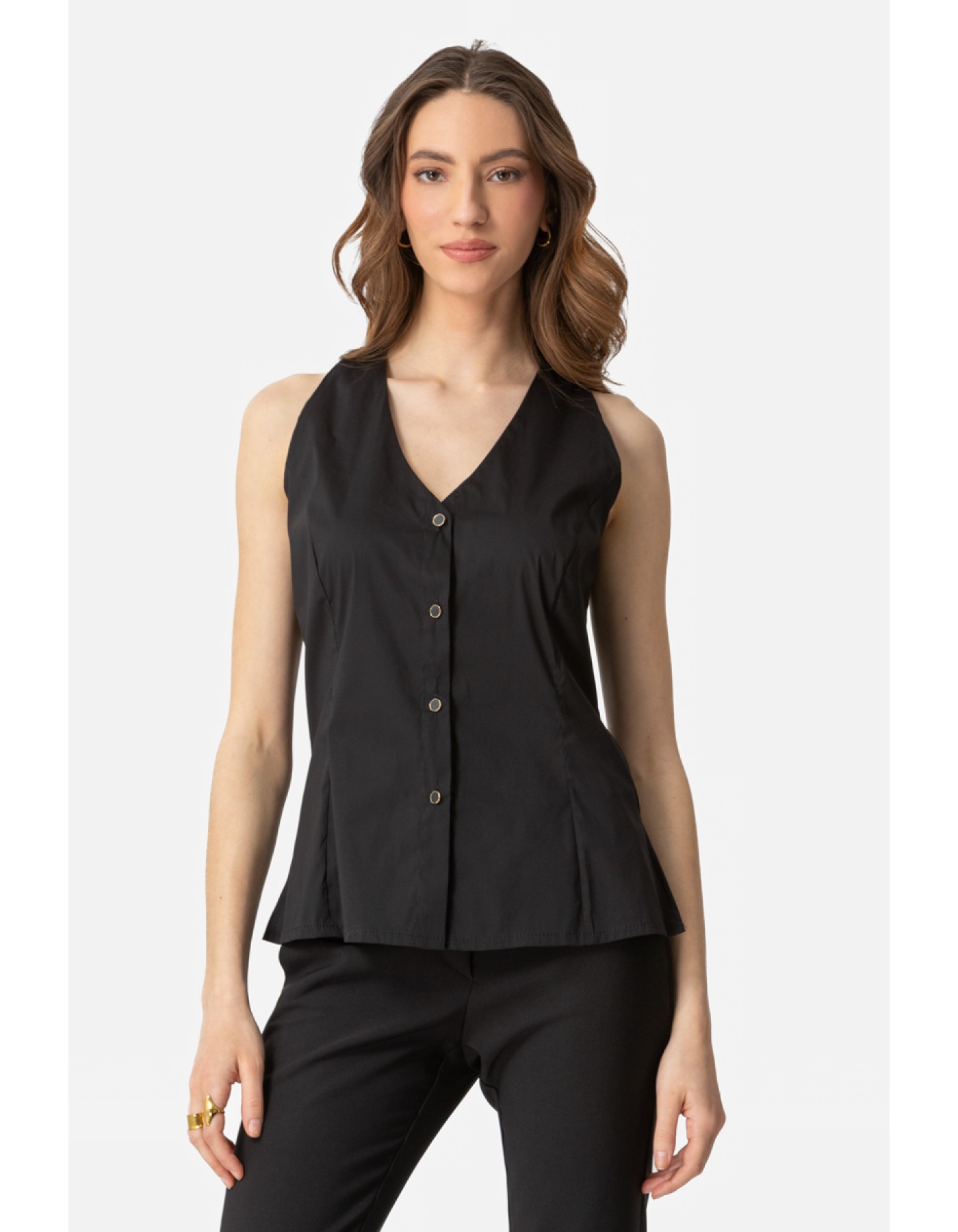 Πουκάμισο αμάνικο ποπλίνα Carolina