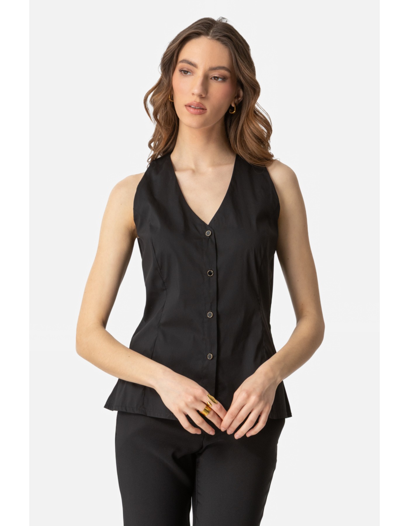 Πουκάμισο αμάνικο ποπλίνα Carolina