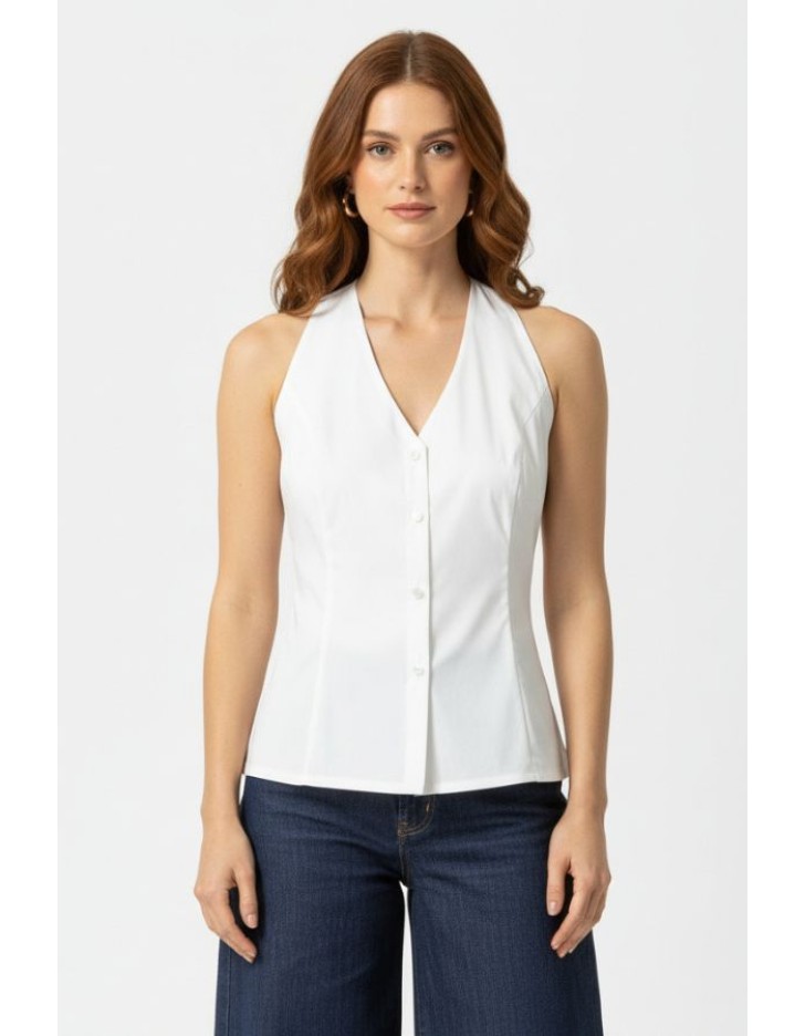 Πουκάμισο αμάνικο ποπλίνα Carolina