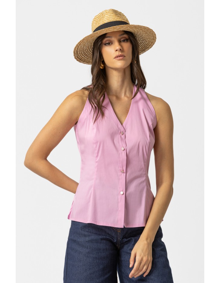 Πουκάμισο αμάνικο ποπλίνα Carolina