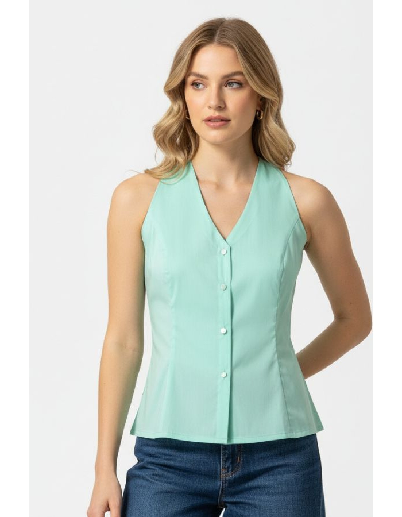 Πουκάμισο αμάνικο ποπλίνα Carolina