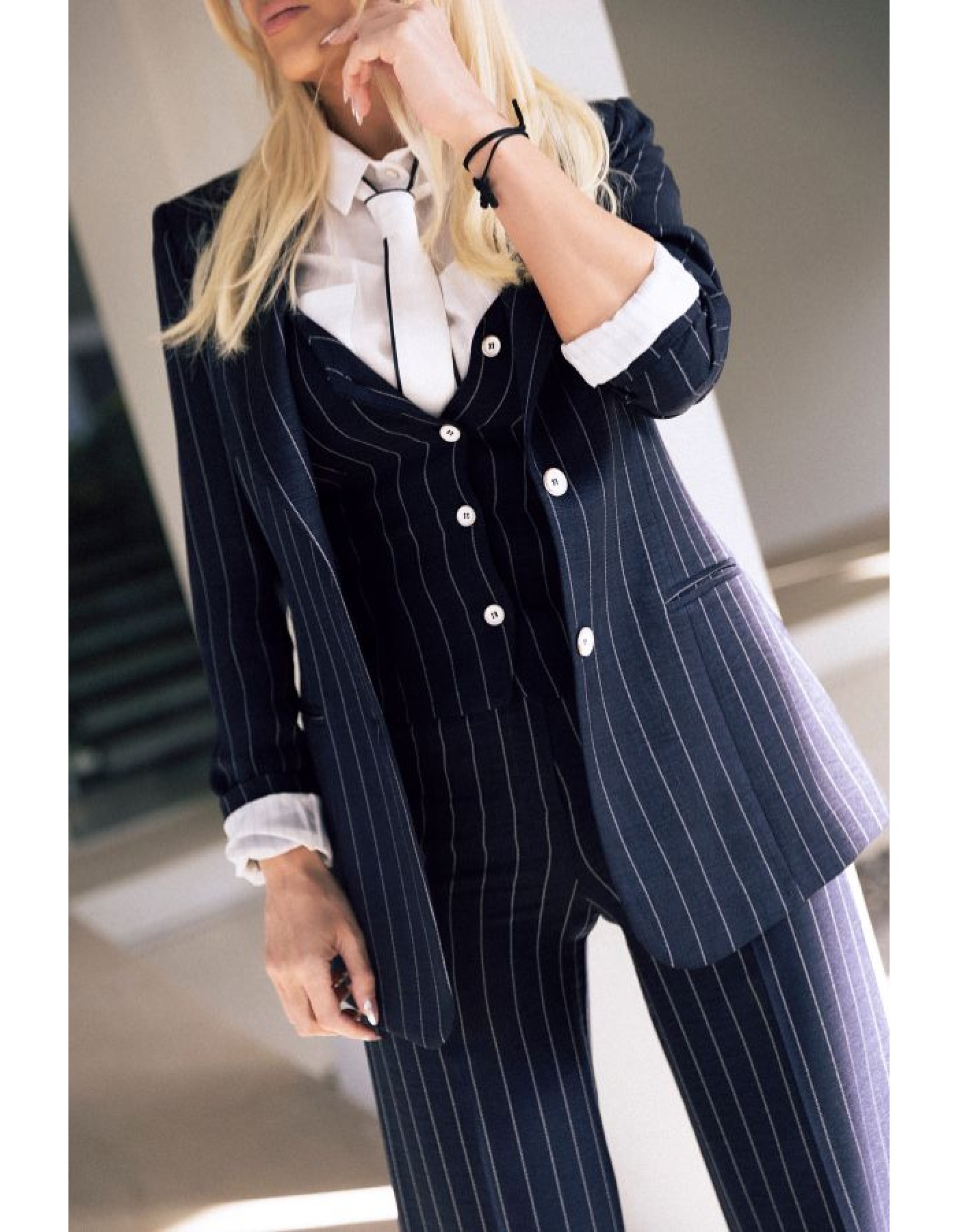 Μπλούζα αμάνικη ριγέ linen look