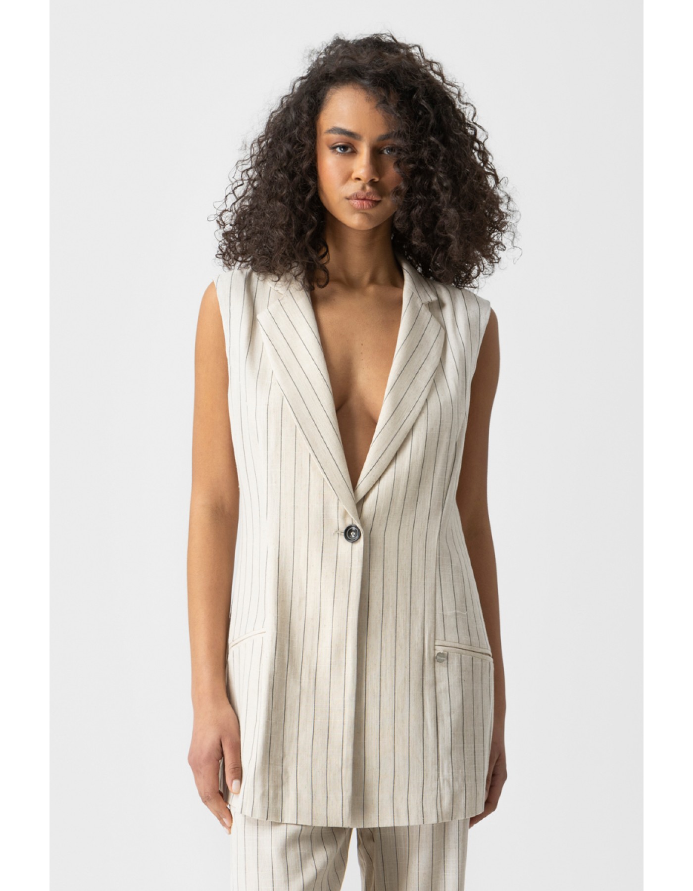 Γιλέκο ριγέ λινάρι Celina