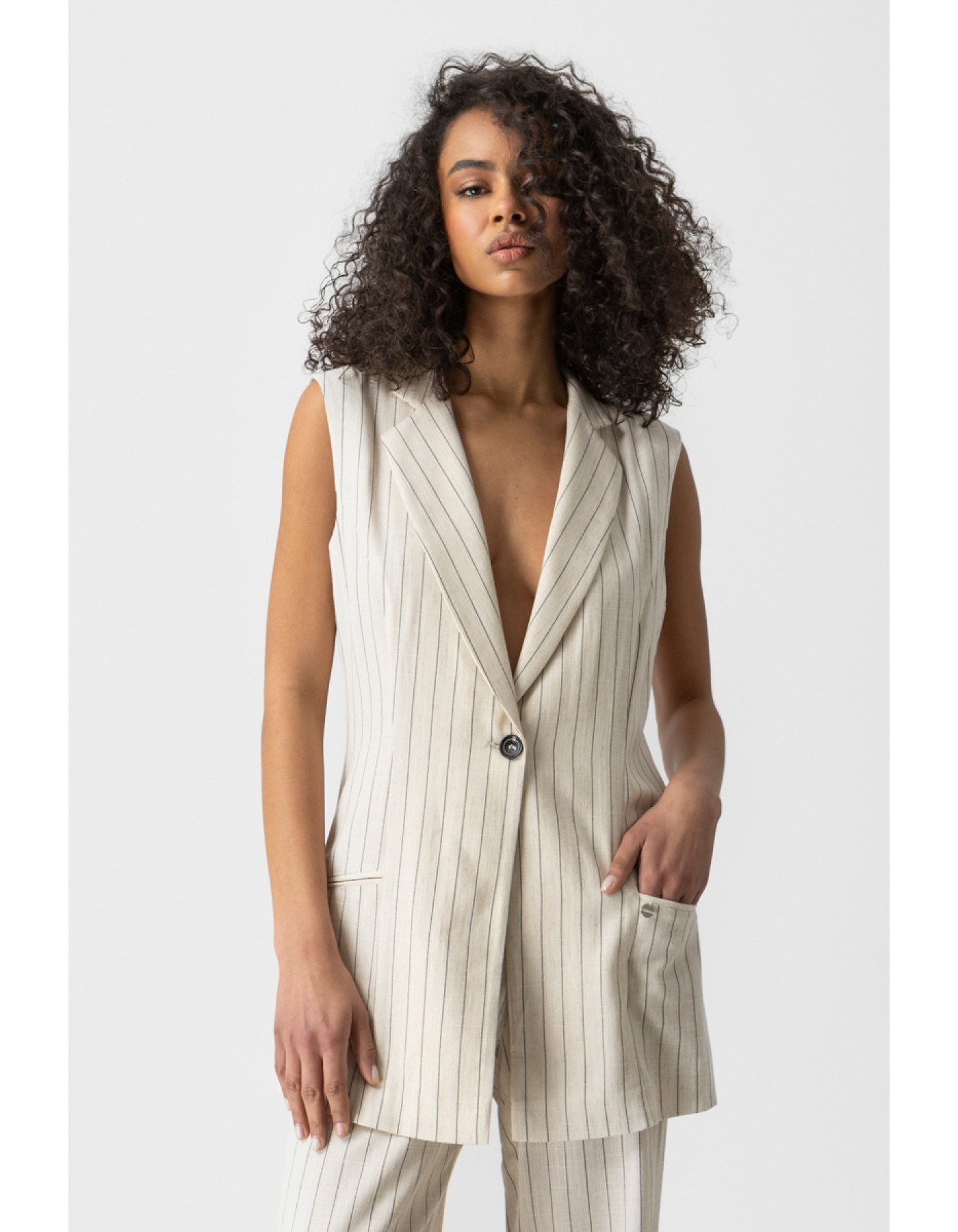 Γιλέκο ριγέ λινάρι Celina