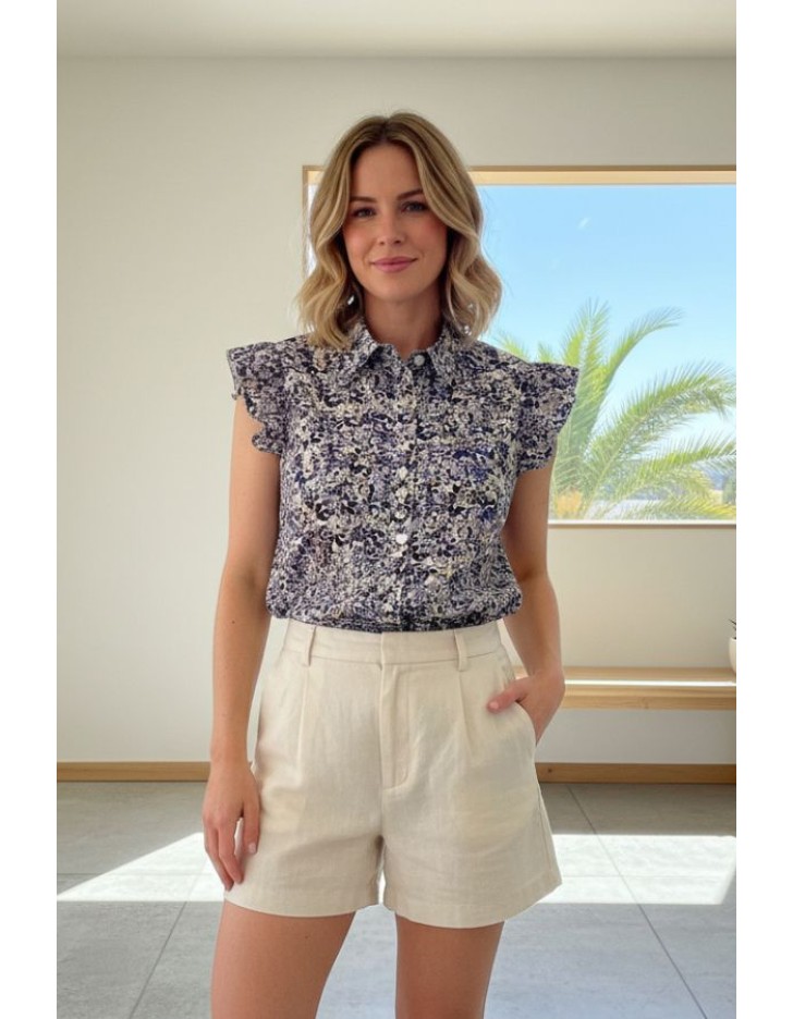 Πουκάμισο floral βολάν Linda