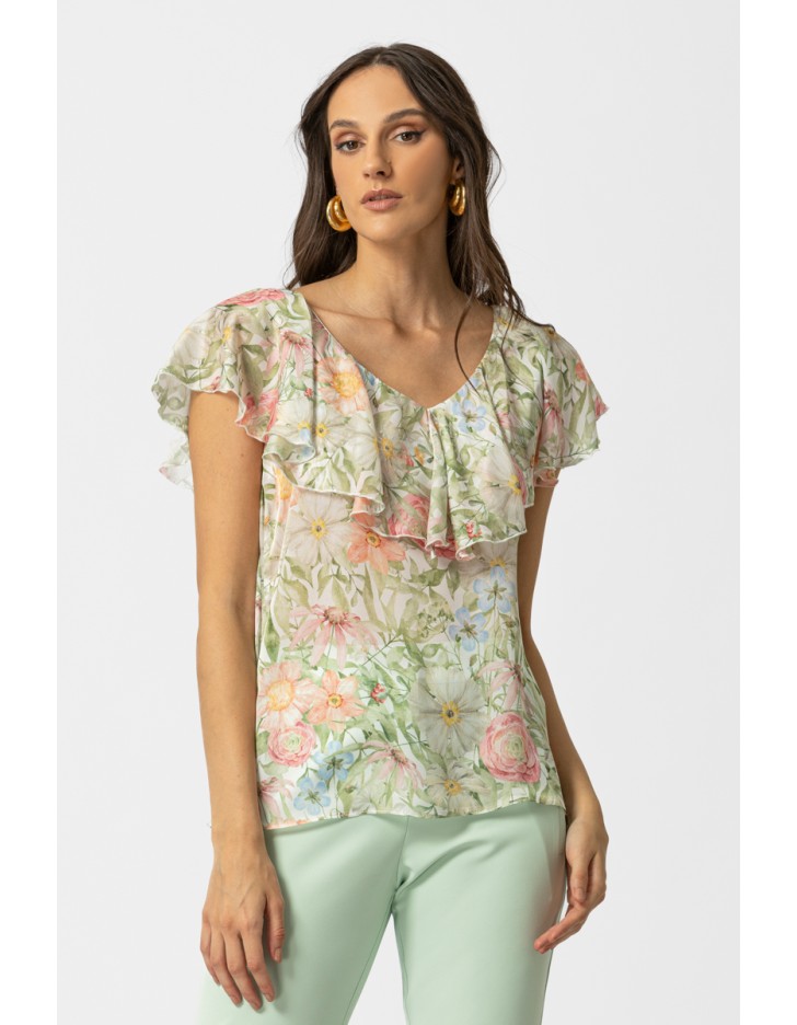 Μπλούζα διαφάνεια εμπριμέ Silky