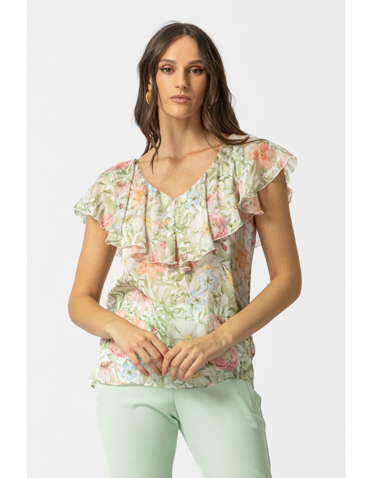 Μπλούζα διαφάνεια εμπριμέ Silky