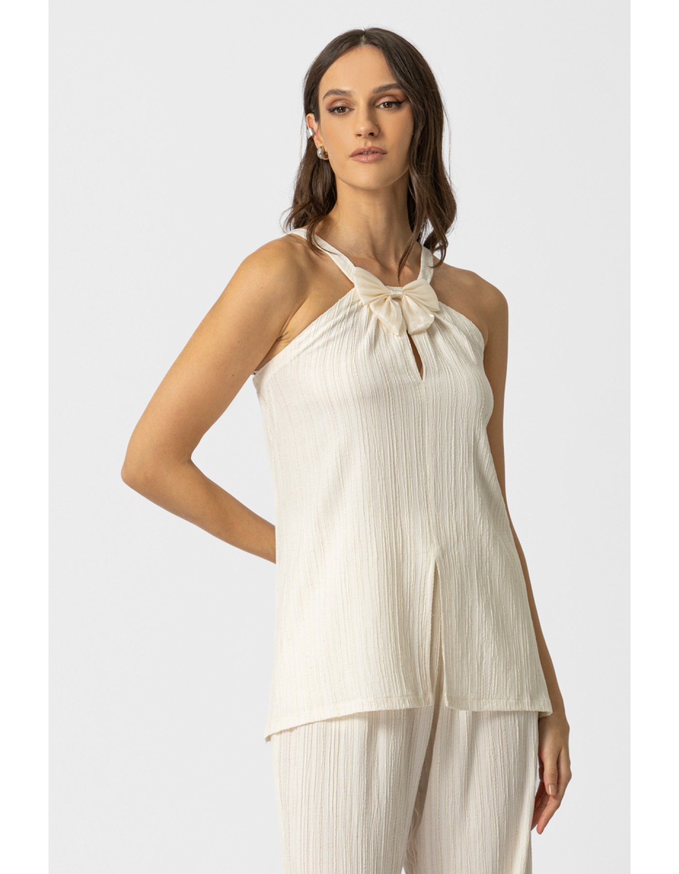 Μπλούζα ζαγρέ λινάρι