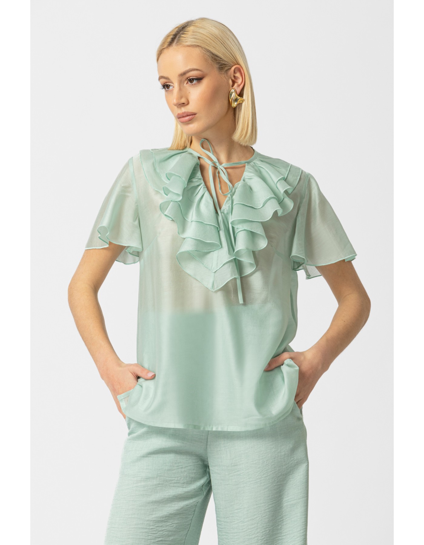 Μπλούζα βολάν Lyocel