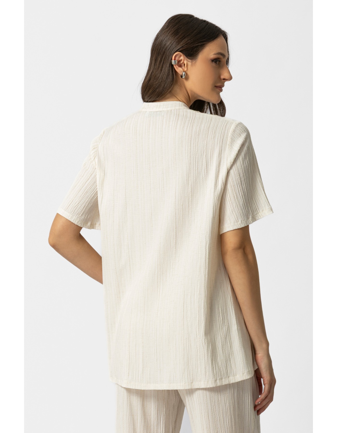 Μπλούζα ζαγρέ λινάρι κουμπιά