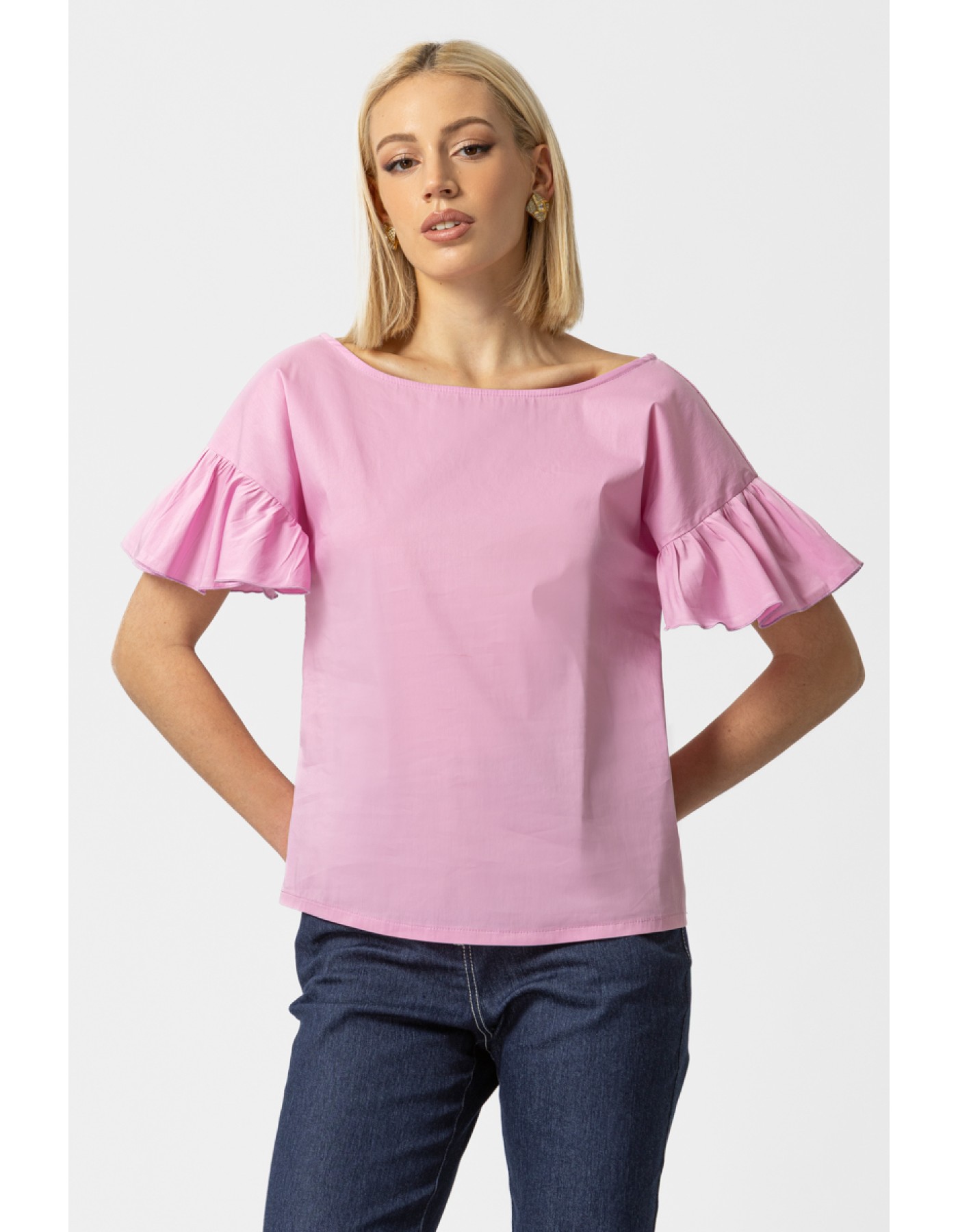 Μπλούζα ποπλίνα βολάν Candia