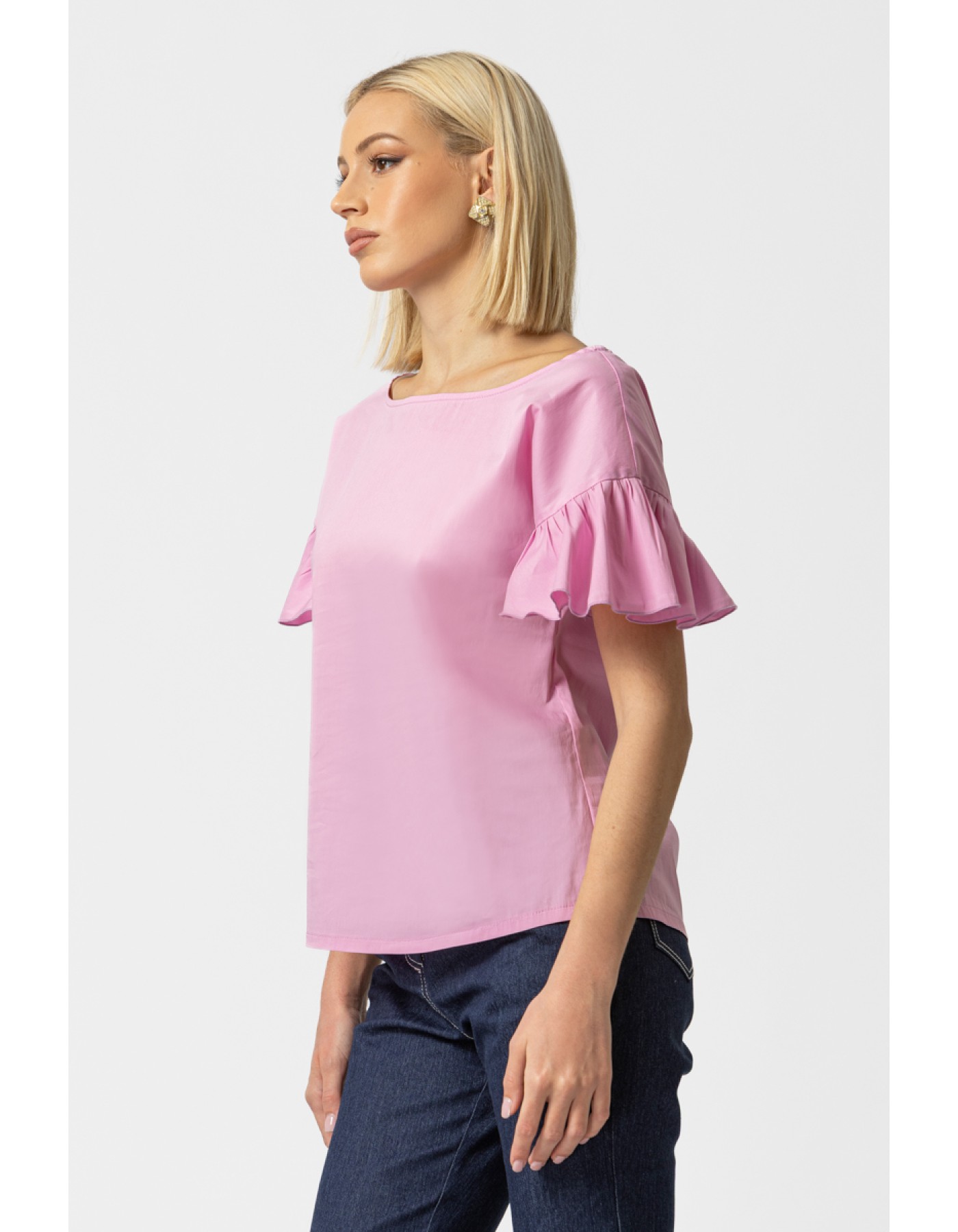 Μπλούζα ποπλίνα βολάν Candia