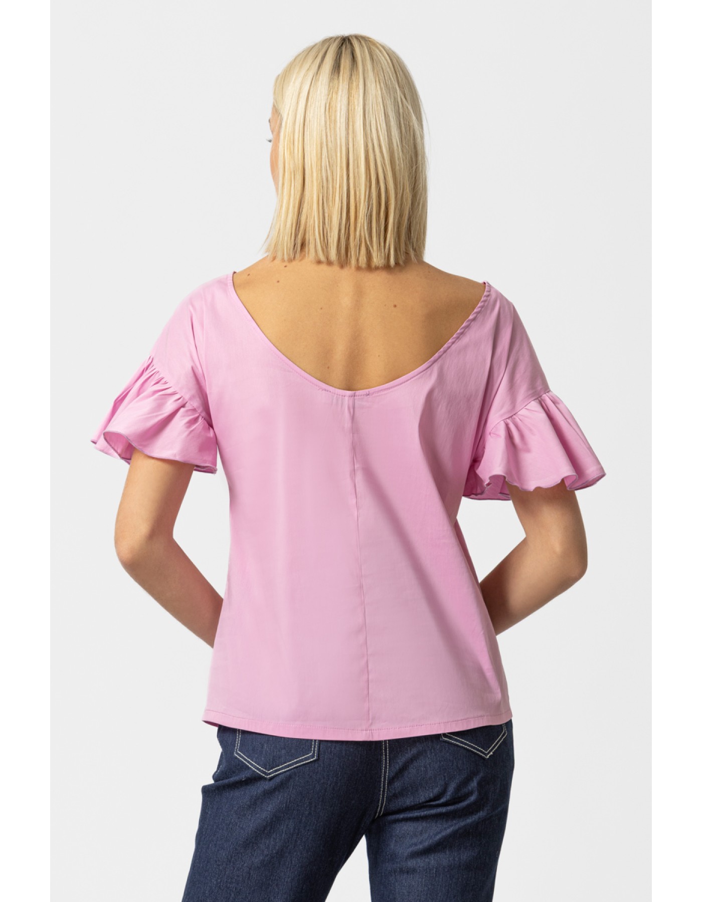 Μπλούζα ποπλίνα βολάν Candia