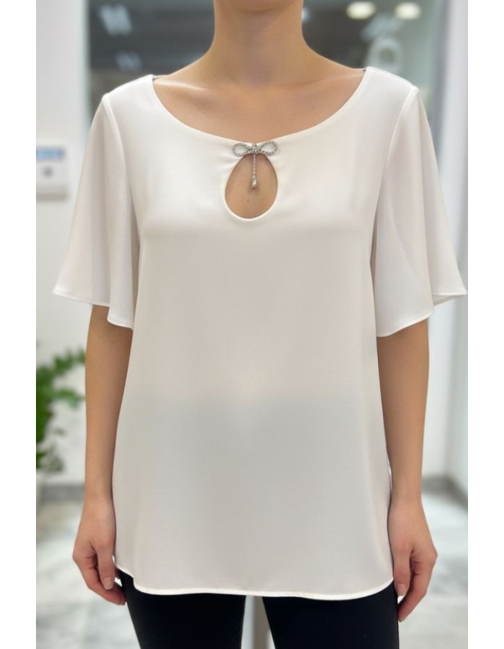 Μπλούζα κρεπ μανίκι καρφίτσα